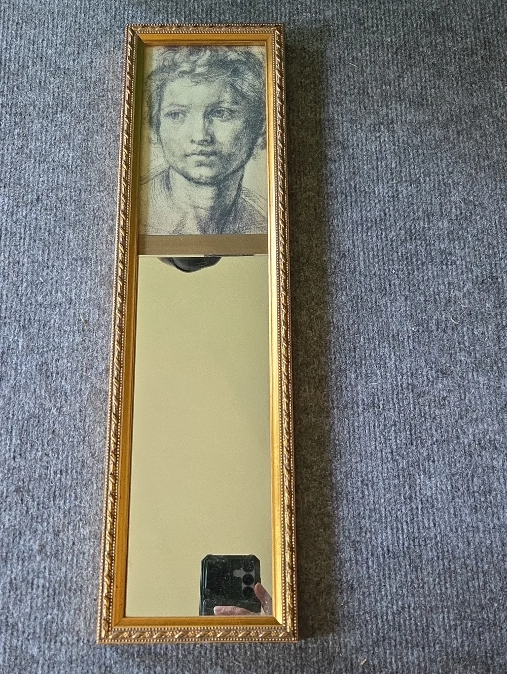 Gold Ornate Wall Mirror with Sketch Of John The Babtist
